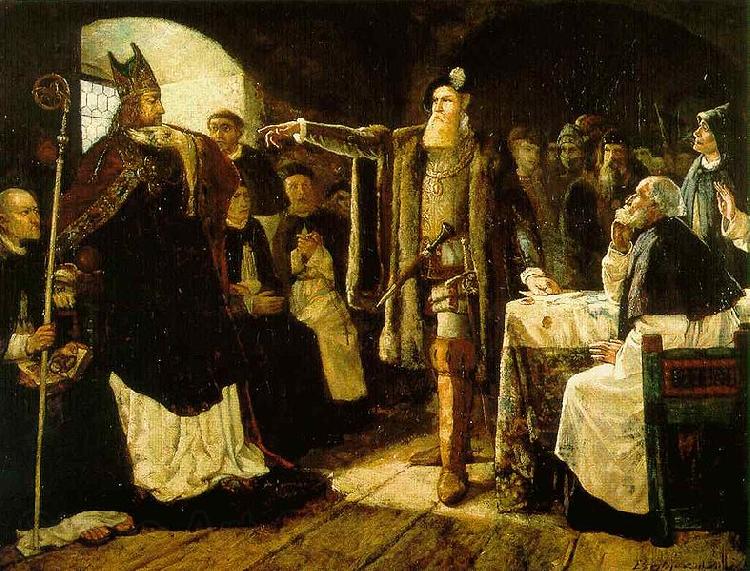 carl gustaf hellqvist Gustaf Vasa anklagar biskop Peder Sunnanvader infor domkapitlet i Vasteras Germany oil painting art